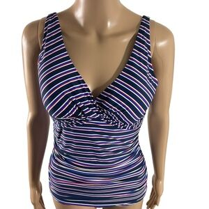 Nip Tuck Swim Tankini Top Multi-Fit Cup Striped Size 8